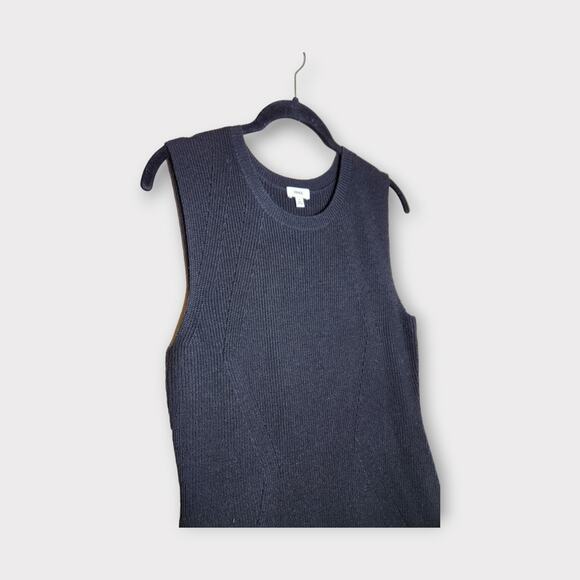 Vince Black Micro Rib Wool Sleeveless Sheath Dress LBD Women’s Medium - Picture 3 of 7